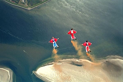 Birdman Flight over the Marsdiep in Holland